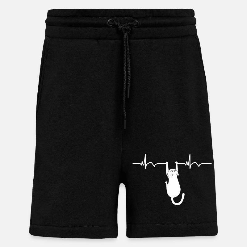 Katze EKG Herzfrequenz Herzschlag - Shorts - made by SPREAD - SOLID BLACK