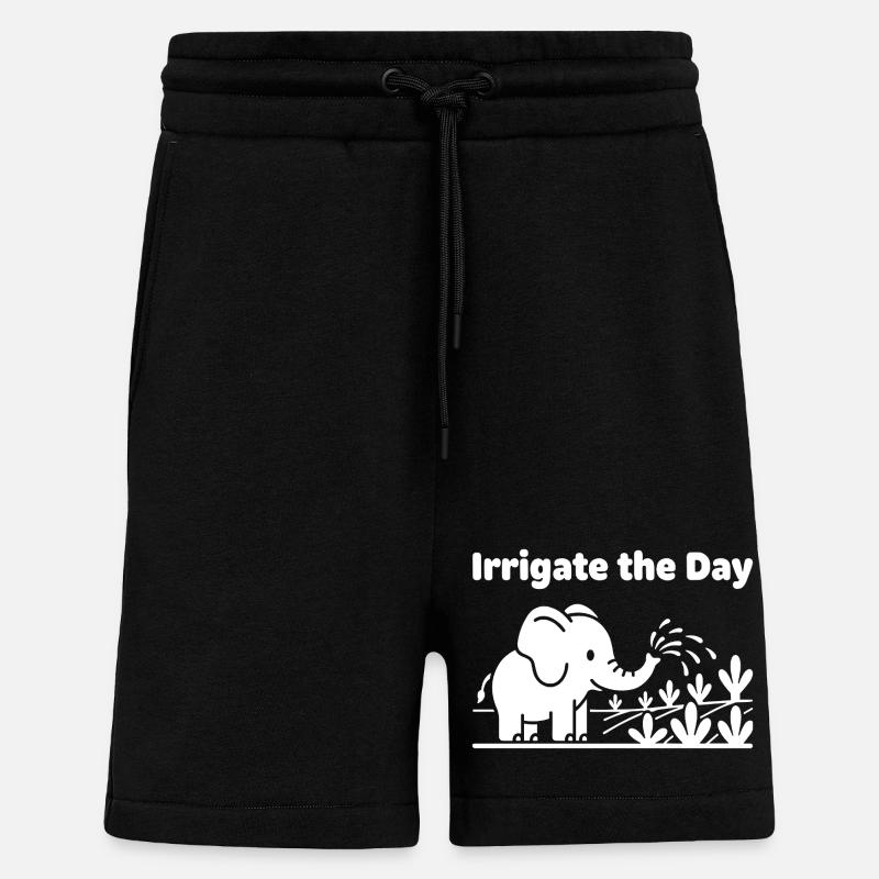 Irrigate the Day: Elephant Watering - Shorts - made by SPREAD - SOLID BLACK