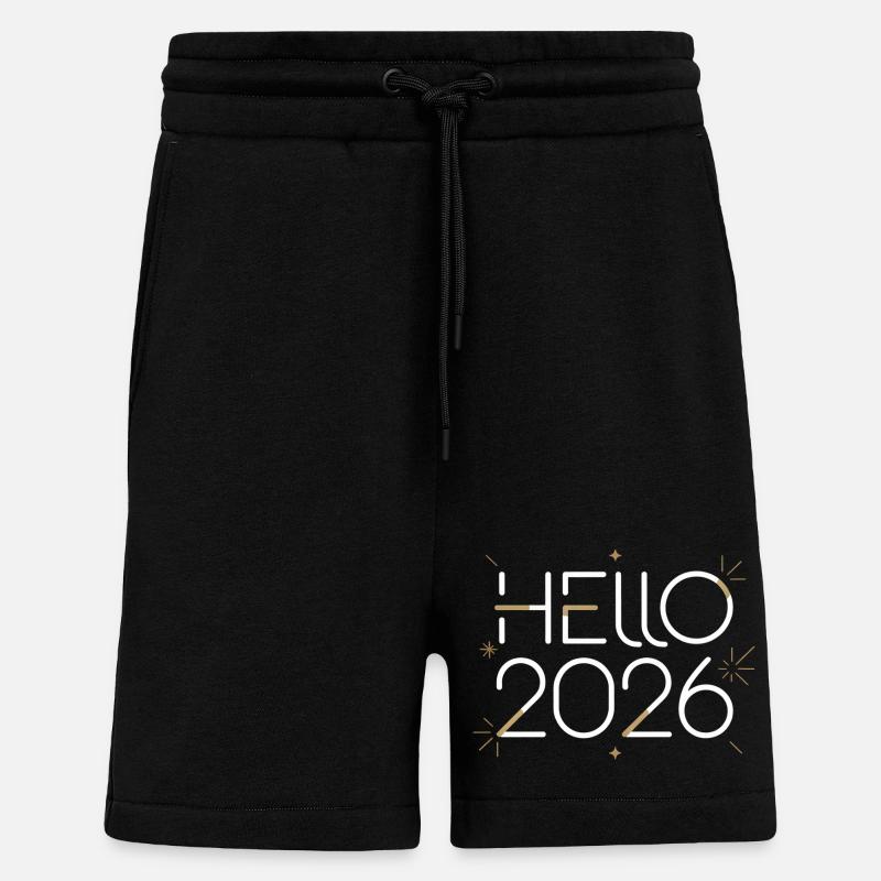 Hello 2026 Neon Sign - Shorts - made by SPREAD - SOLID BLACK