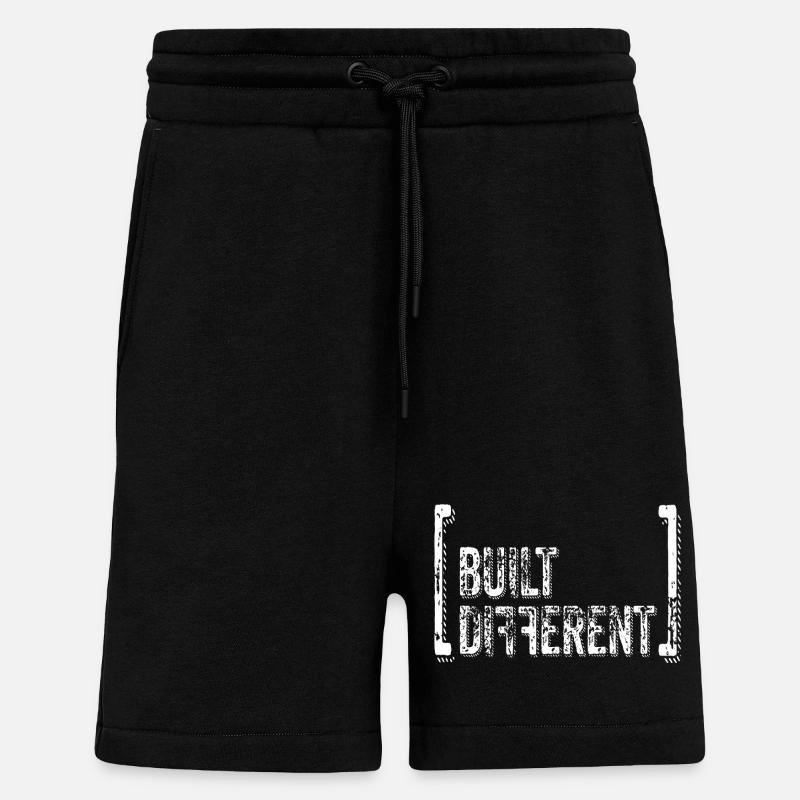 Built Different Distressed Quote - Shorts - made by SPREAD - SOLID BLACK