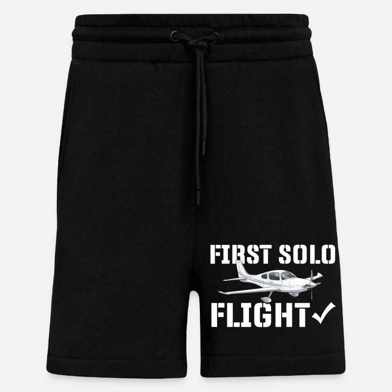Erster Solo-Flug Humor-Pilotenstudent - Shorts - made by SPREAD - SOLID BLACK