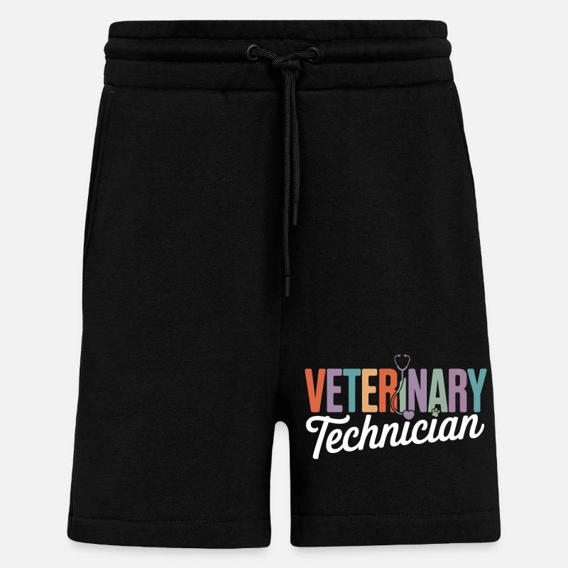Veterinary Technician Rainbow Logo - Shorts - made by SPREAD - SOLID BLACK