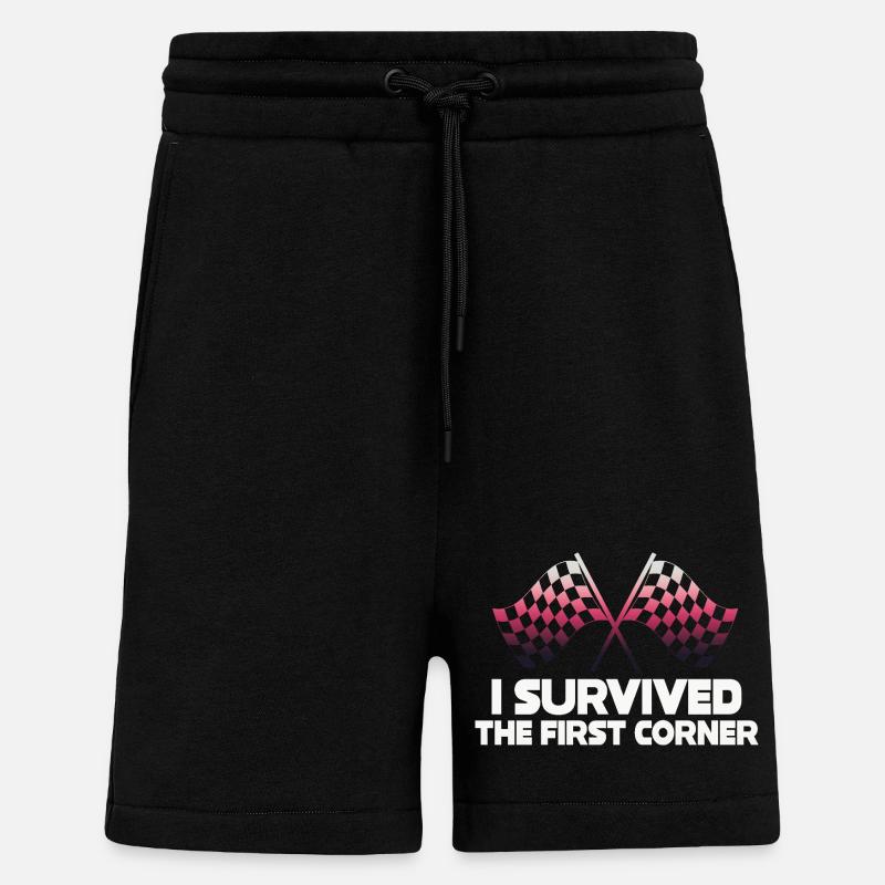 J’ai survécu au premier virage - Short bio décontracté fabriqué en UE - SOLID BLACK