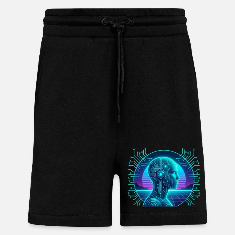 Artificial Intelligence Cyberpunk Neon Circuit - Shorts - made by SPREAD - SOLID BLACK