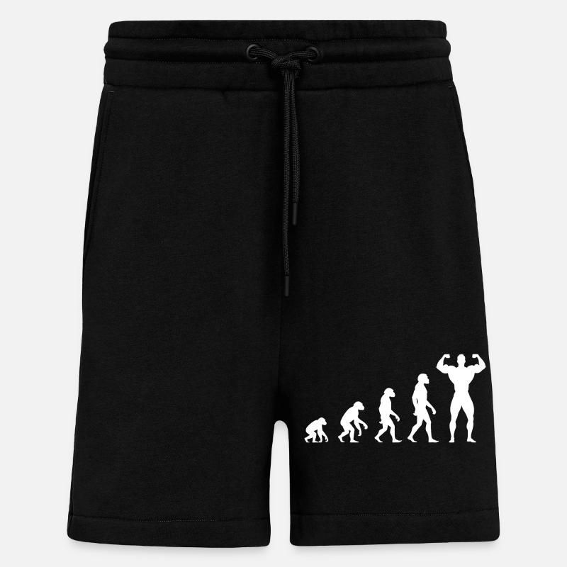 Evolution vom Urmenschen zum Muskelprotz - Shorts - made by SPREAD - SOLID BLACK