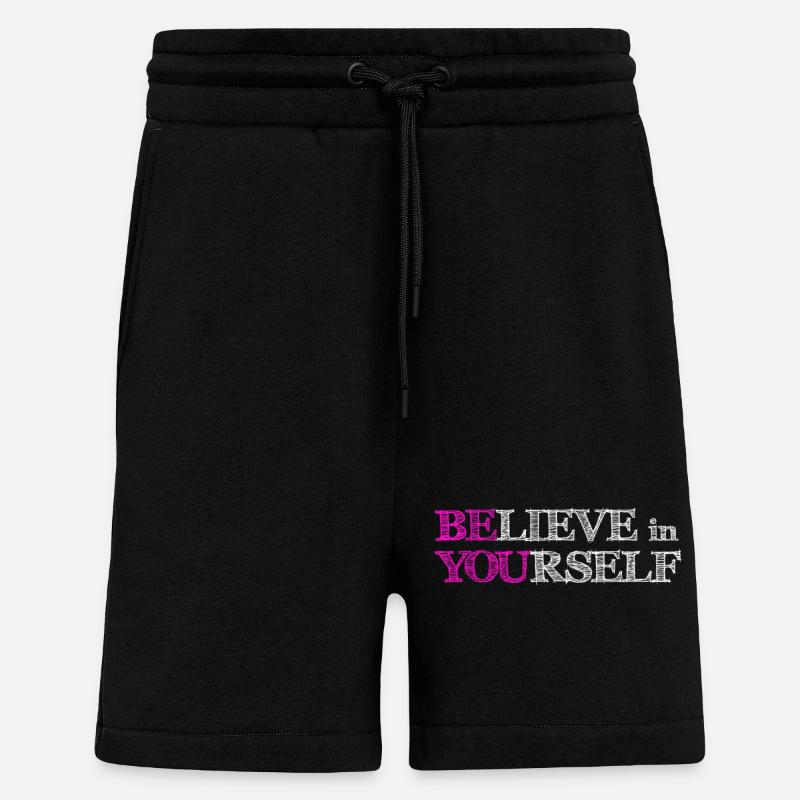 Croyez en vous - Gribouillis Rose Blanc - Short bio décontracté fabriqué en UE - SOLID BLACK