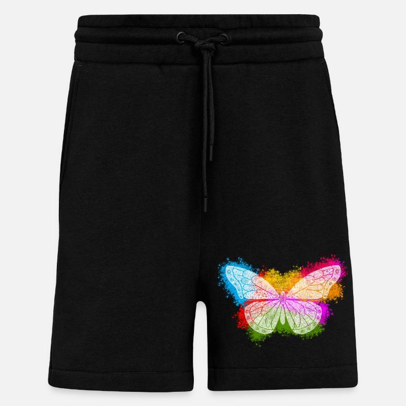 Papillon Zentangle - Short bio décontracté fabriqué en UE - SOLID BLACK