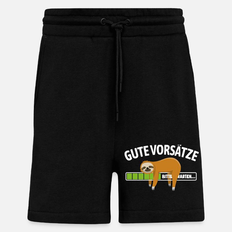 Sloth | Anti Good Resolutions, Chilling - Shorts - made by SPREAD - SOLID BLACK