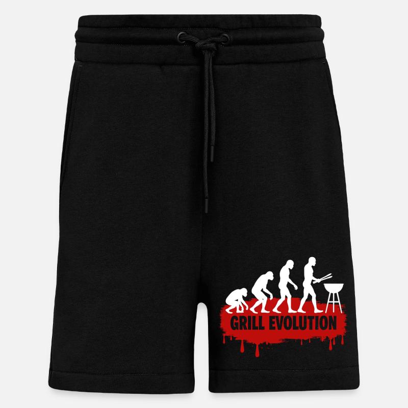 Grill Evolution Funny Grill Master Saying - Shorts - made by SPREAD - SOLID BLACK