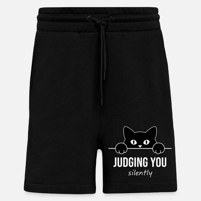 Judging You Silently - Funny Cat - Shorts - made by SPREAD - SOLID BLACK