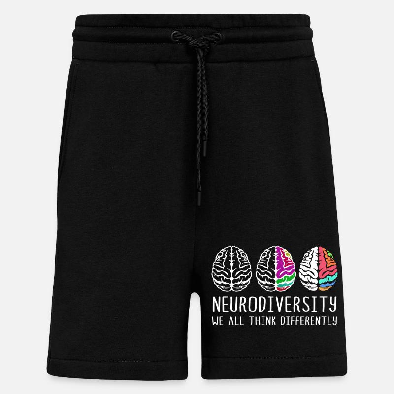 Neurodiversity Autism Brain ADHD Asperger - Shorts - made by SPREAD - SOLID BLACK