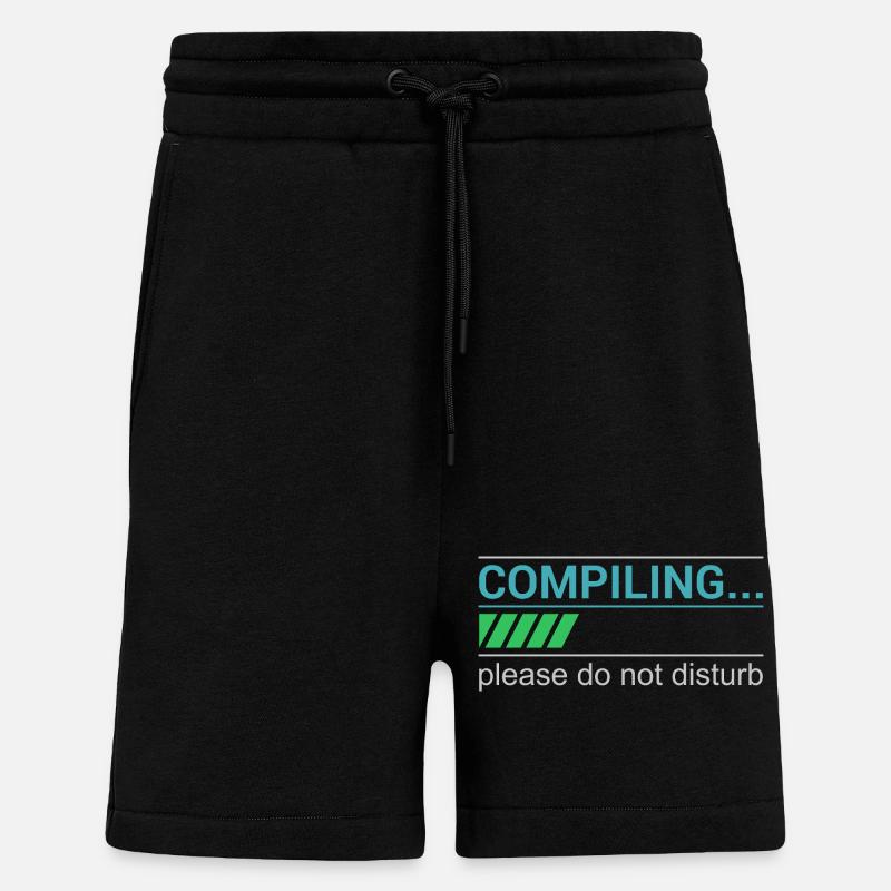 Funny Programmer T-Shirt - Compiling Please - Shorts - made by SPREAD - SOLID BLACK