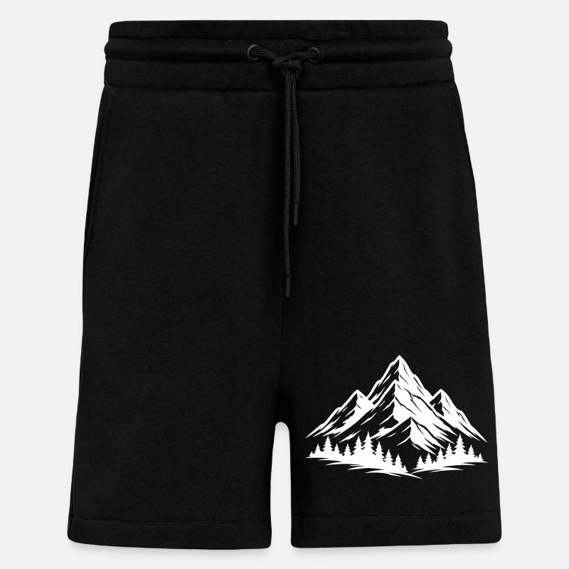 Mountains Forest Landscape - Shorts - made by SPREAD - SOLID BLACK