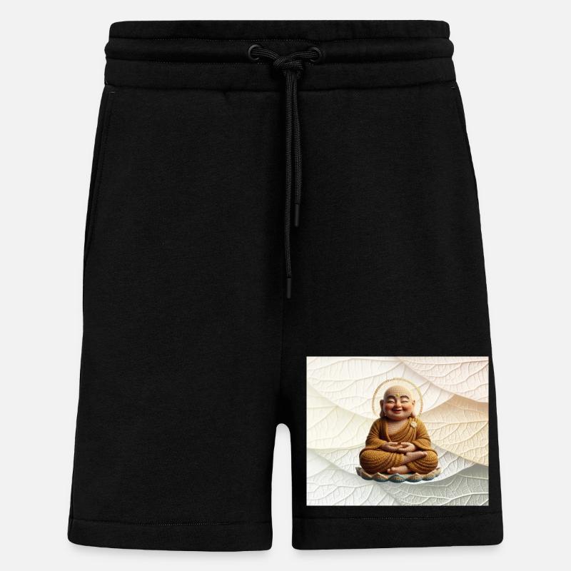 Buddha auf Blattmuster - Shorts - made by SPREAD - SOLID BLACK
