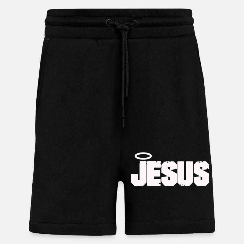 Lettres de Jésus avec auréole - Short bio décontracté fabriqué en UE - SOLID BLACK