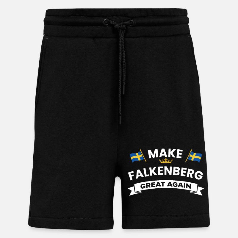 Couronne du drapeau de Falkenberg - Short bio décontracté fabriqué en UE - SOLID BLACK