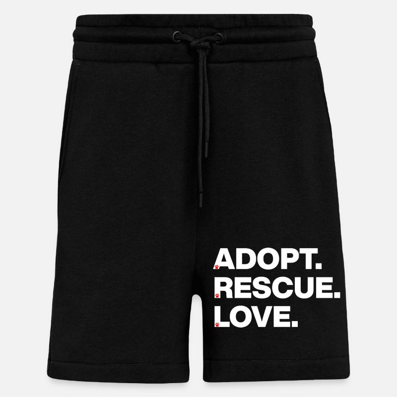 PFOTEN LIEBE, ADOPT RESCUE LOVE! 🐾 TIERADOPTION - Shorts - made by SPREAD - SOLID BLACK