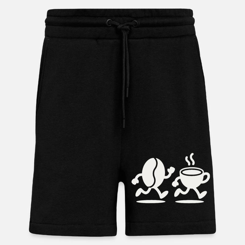Caffeine Sprint: Bean & Cup Run - Shorts - made by SPREAD - SOLID BLACK