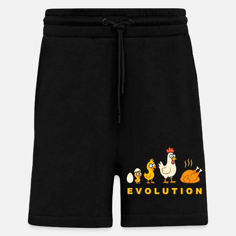 Evolution Chicken Broiler Chicken Funny - Shorts - made by SPREAD - SOLID BLACK