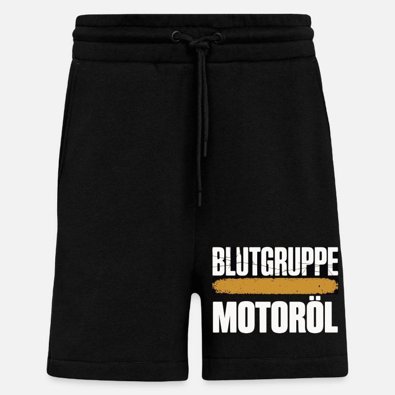 Blutgruppe Motoröl Schrauber Design - Shorts - made by SPREAD - SOLID BLACK