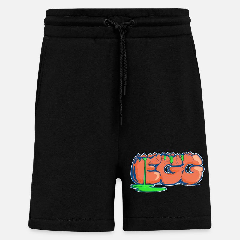 Egg, Drawn Word - Shorts - made by SPREAD - SOLID BLACK