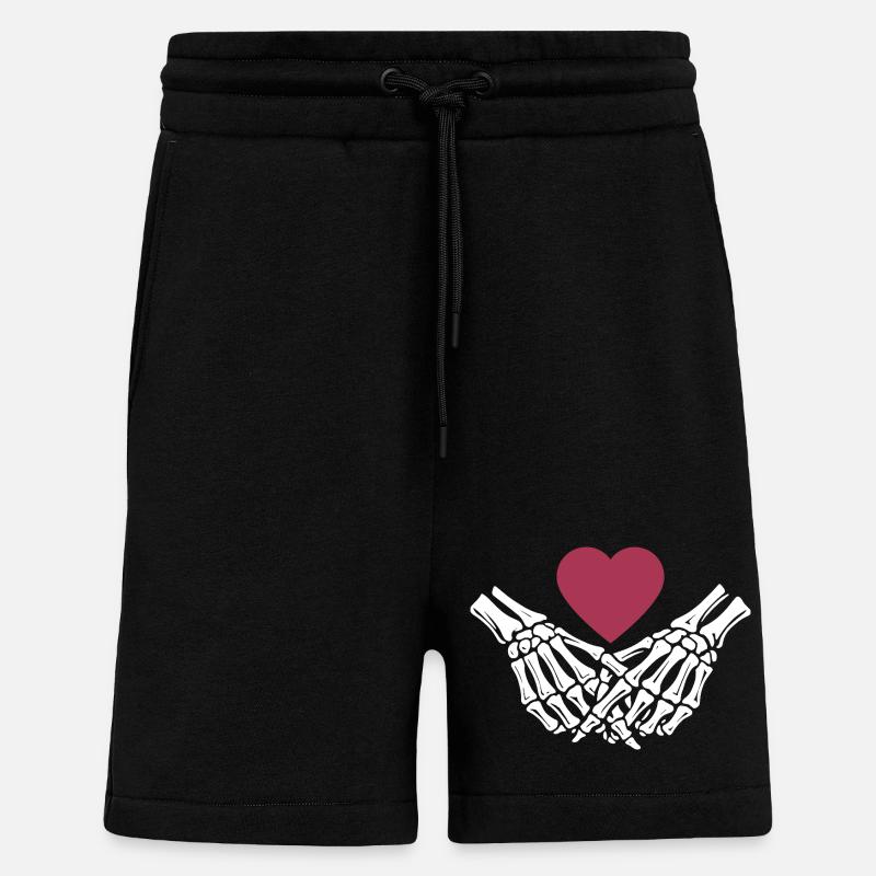 Amour éternel | Mains d’os | Squelette | Cœur - Short bio décontracté fabriqué en UE - SOLID BLACK