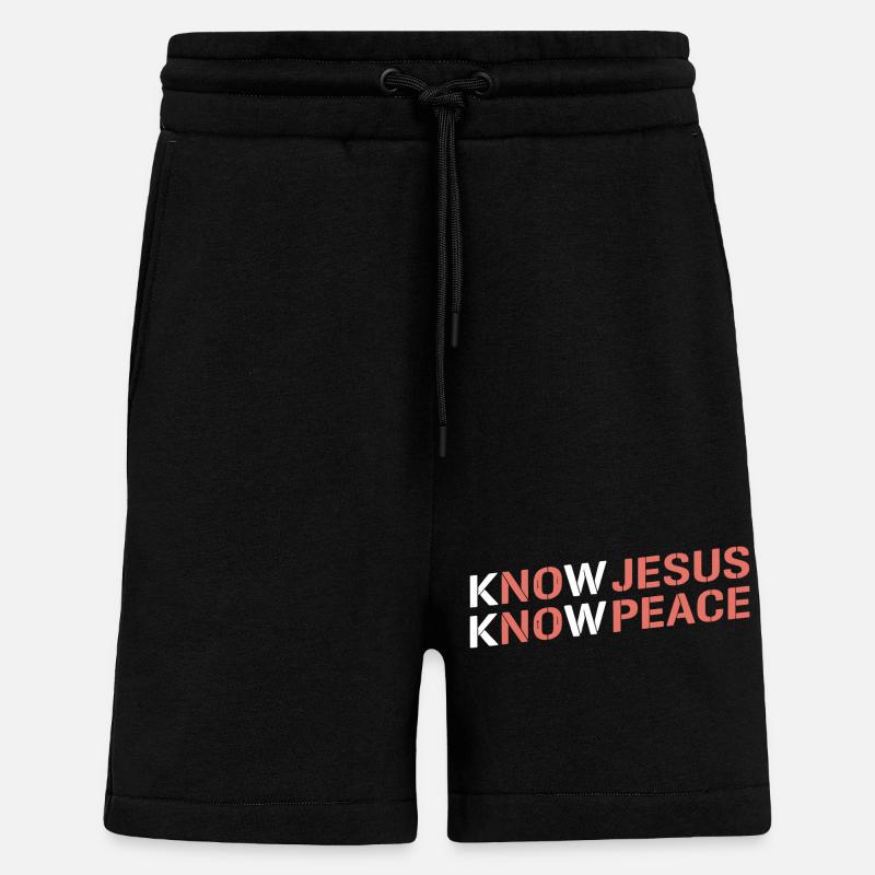 Know Jesus Know Peace Gradient - Short bio décontracté fabriqué en UE - SOLID BLACK