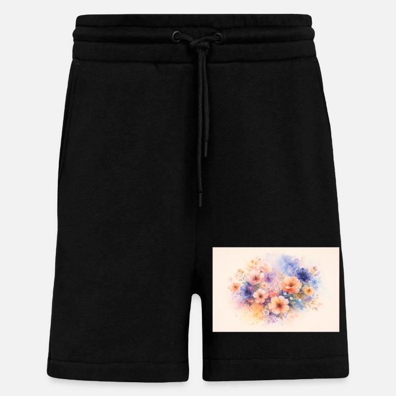 Conception à l’aquarelle - Short bio décontracté fabriqué en UE - SOLID BLACK