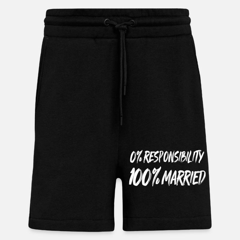 0% Responsibility, 100% Married - Shorts - made by SPREAD - SOLID BLACK