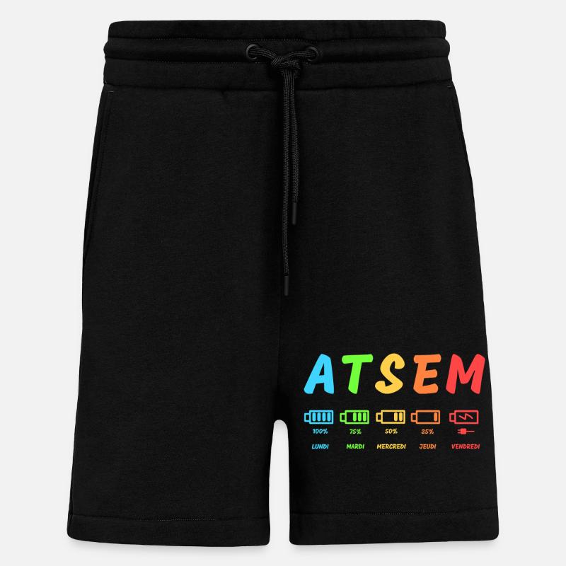 atsem, école maternelle fin d'année, maîtresse - Short bio décontracté fabriqué en UE - SOLID BLACK