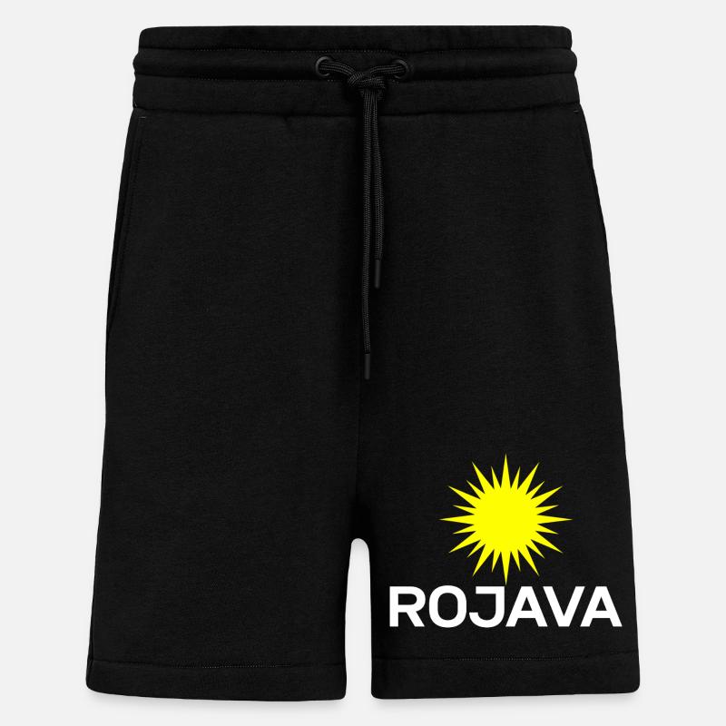 Rojava Kurdistan - Short bio décontracté fabriqué en UE - SOLID BLACK