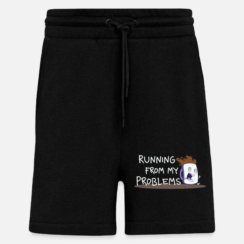 Fuir mes problèmes – Coffee Cartoon - Short bio décontracté fabriqué en UE - SOLID BLACK