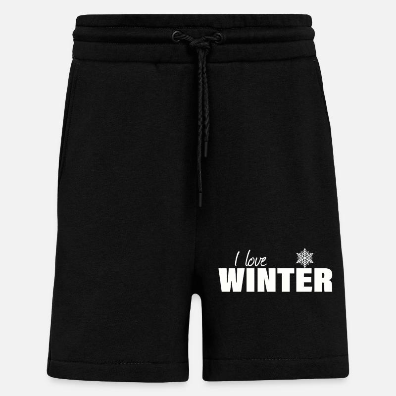J’adore l’hiver - Short bio décontracté fabriqué en UE - SOLID BLACK