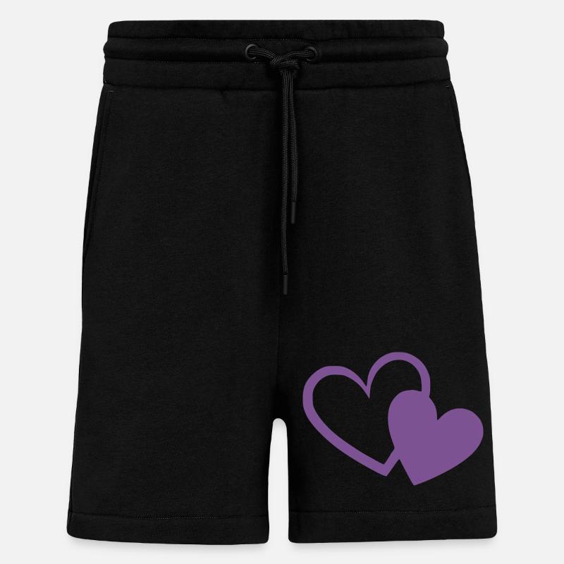 violettes Herz zwei violette Herzen Geschenk  - Shorts - made by SPREAD - SOLID BLACK