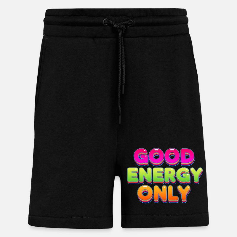 Good Energy Buntes Retro Statement Design - Shorts - made by SPREAD - SOLID BLACK