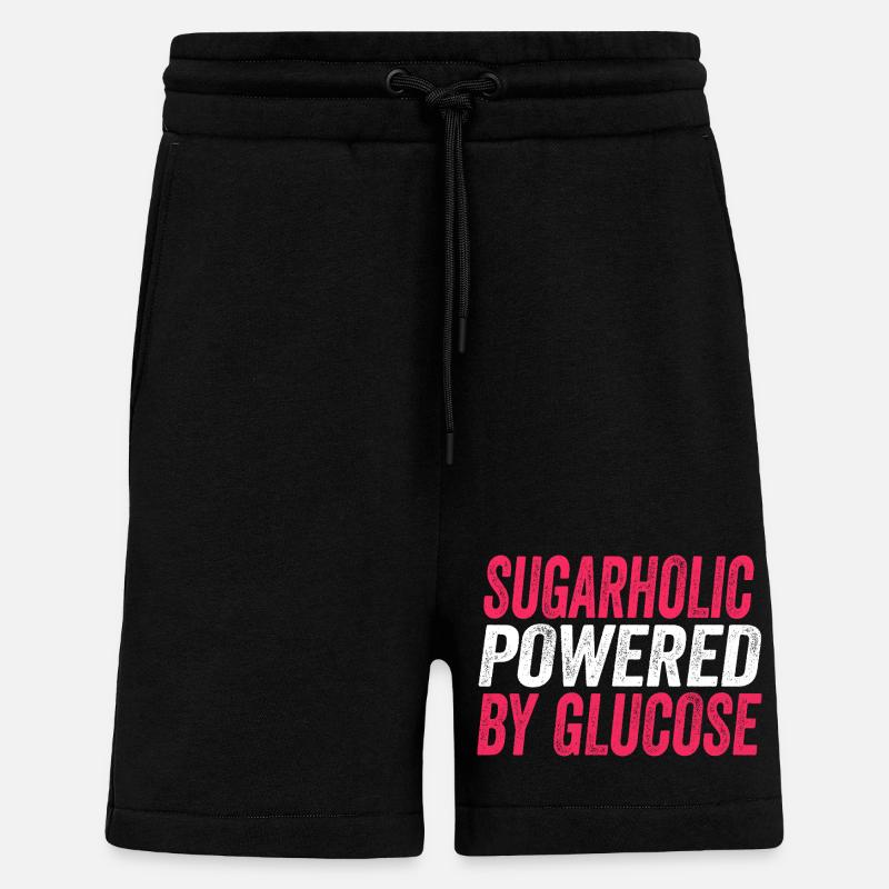Sugarholic alimenté par le glucose - Short bio décontracté fabriqué en UE - SOLID BLACK