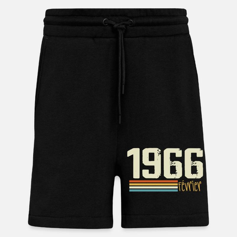 Février 1966 - Février 1966 Anniversaire 1966 - Short bio décontracté fabriqué en UE - SOLID BLACK