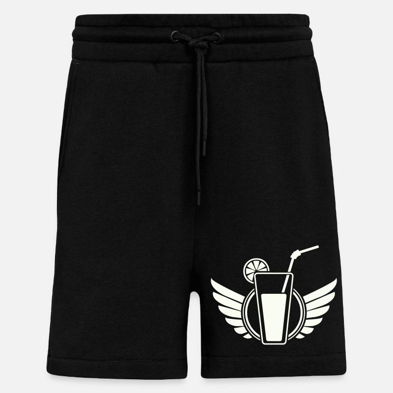 Wing cocktail with lemon slice - Shorts - made by SPREAD - SOLID BLACK