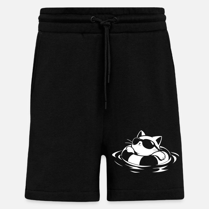 Un chat cool dans l’eau - Short bio décontracté fabriqué en UE - SOLID BLACK