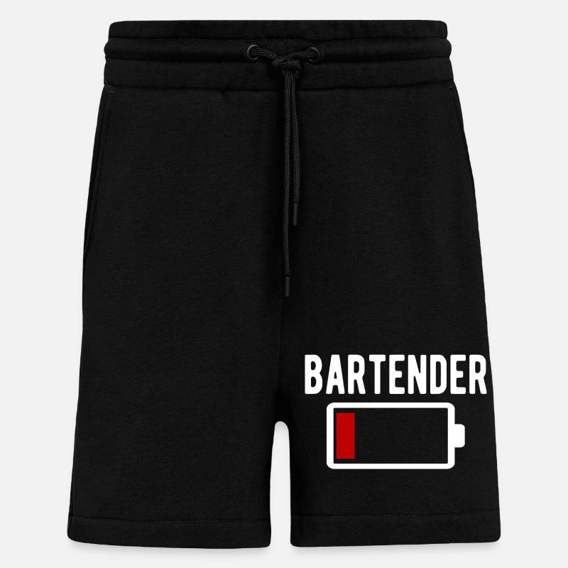 Bartender Charging Low Battery Funny - Shorts - made by SPREAD - SOLID BLACK