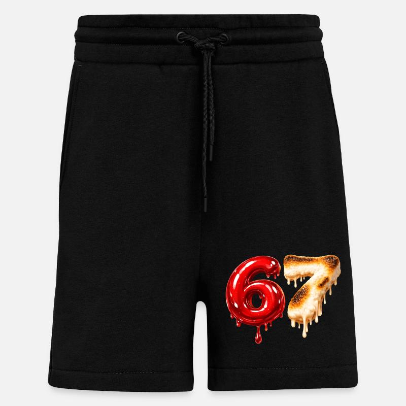 67 - 6 7 - Six Seven Meme - Short bio décontracté fabriqué en UE - SOLID BLACK