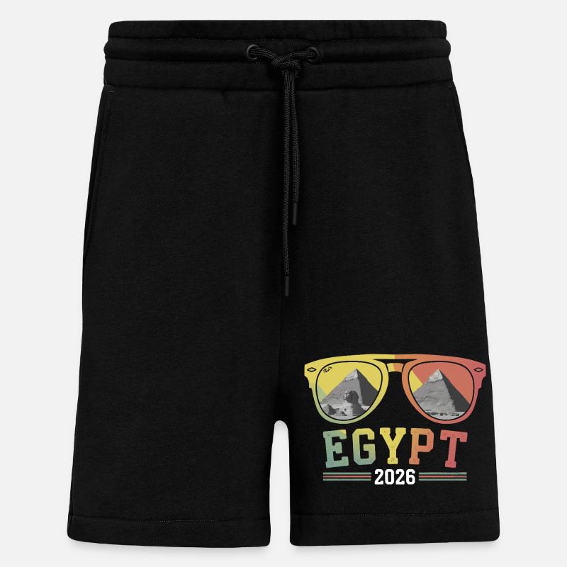 Vacances en Égypte 2026 Pyramides - Short bio décontracté fabriqué en UE - SOLID BLACK