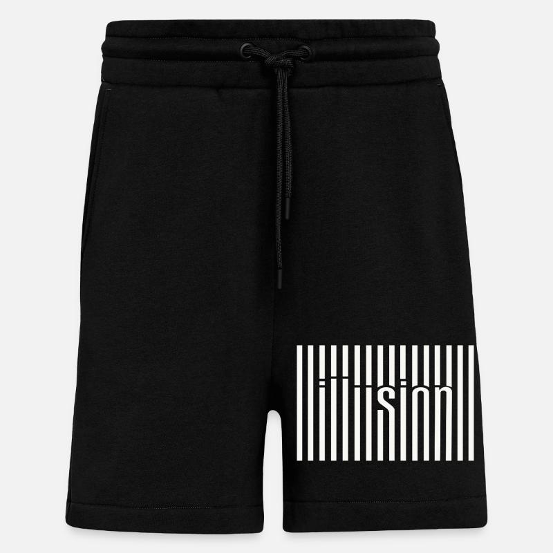 Barcode Illusion - Shorts - made by SPREAD - SOLID BLACK