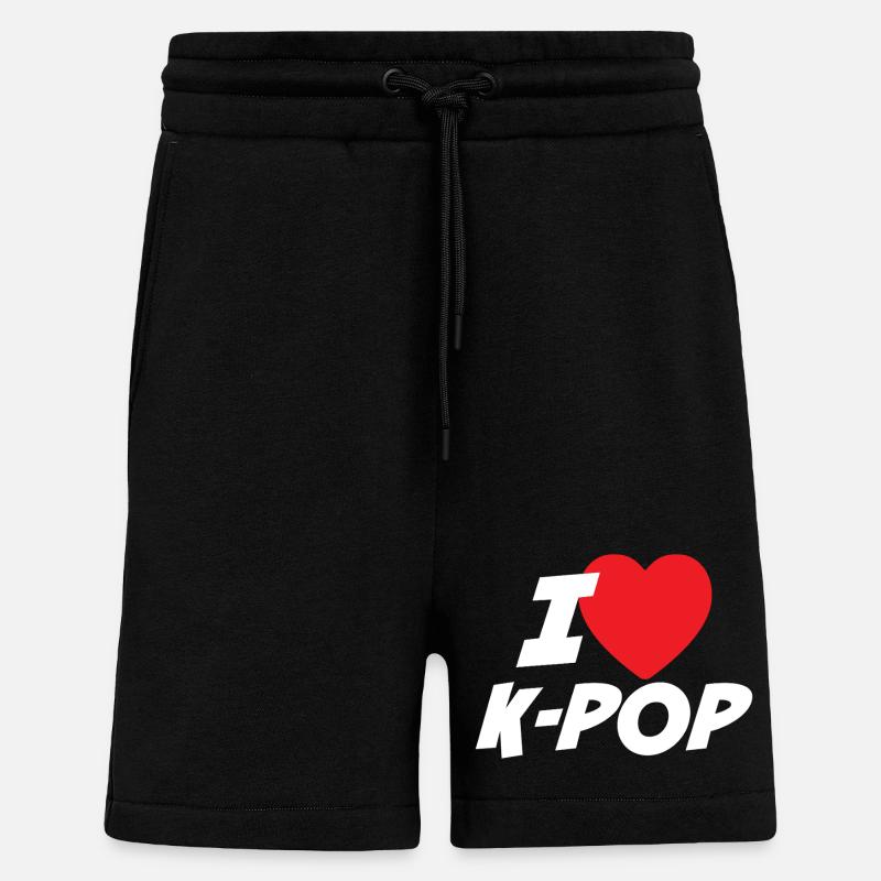 J’adore la K-pop - Short bio décontracté fabriqué en UE - SOLID BLACK
