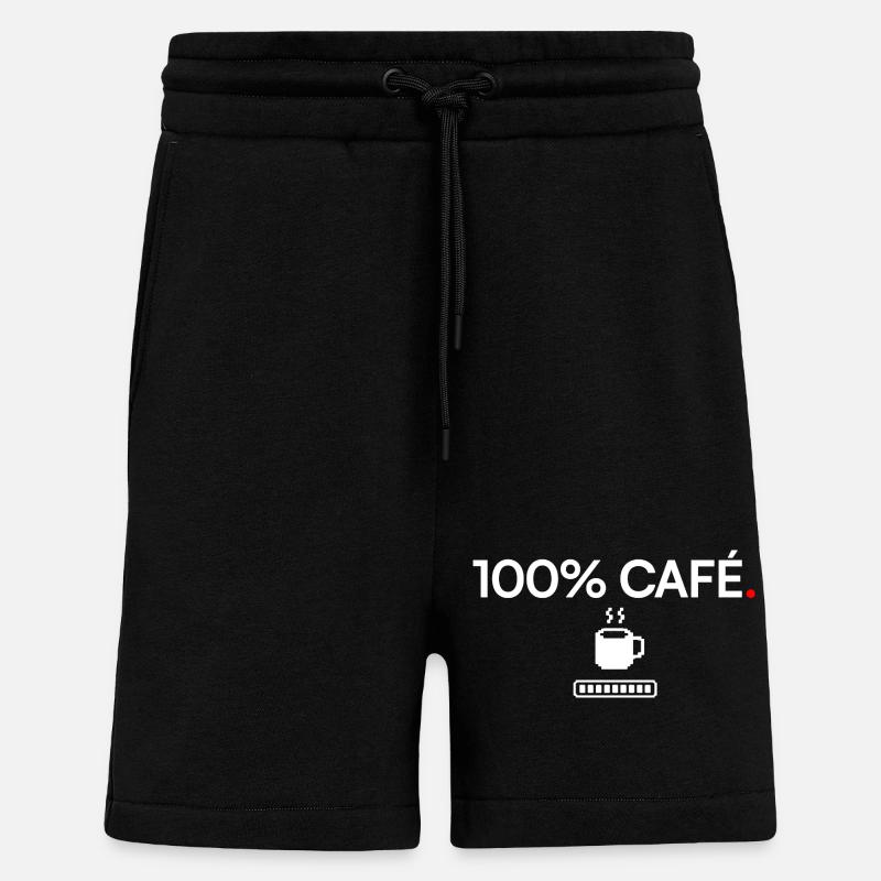 100% KAFFEE | Kaffeehumor - Shorts - made by SPREAD - SOLID BLACK