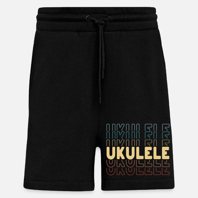Typographie du ukulélé - Short bio décontracté fabriqué en UE - SOLID BLACK