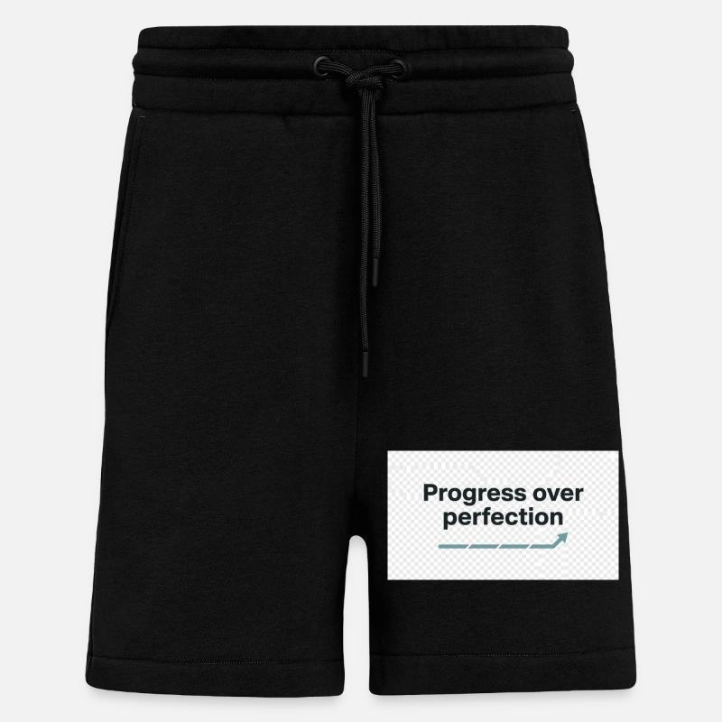 Typography_design_text_progress_over_perfectio - Short bio décontracté fabriqué en UE - SOLID BLACK