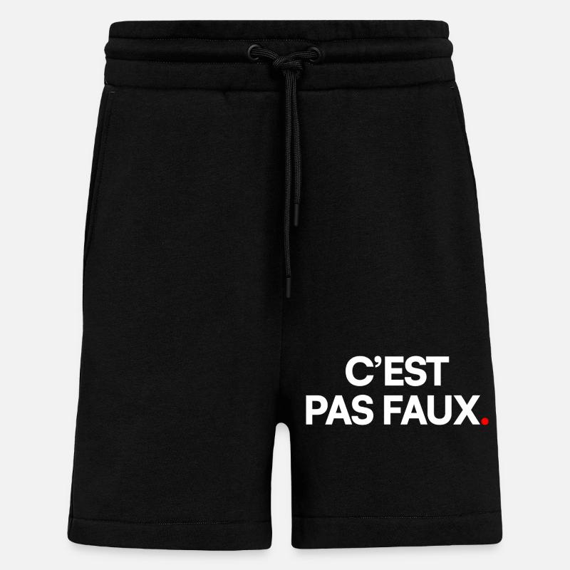 C’EST PAS FAUX | Expression humour minimal - Short bio décontracté fabriqué en UE - SOLID BLACK