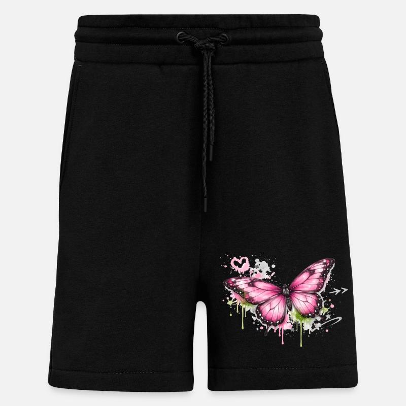 Art de rue graffiti papillon - Short bio décontracté fabriqué en UE - SOLID BLACK