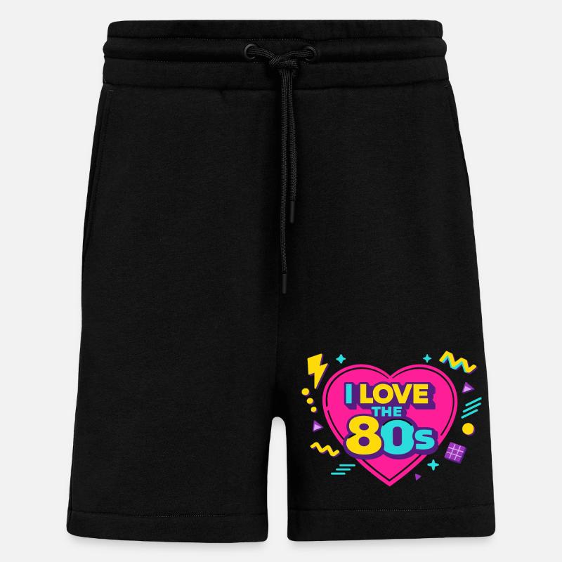80er Retro Herz Neon Design - Shorts - made by SPREAD - SOLID BLACK